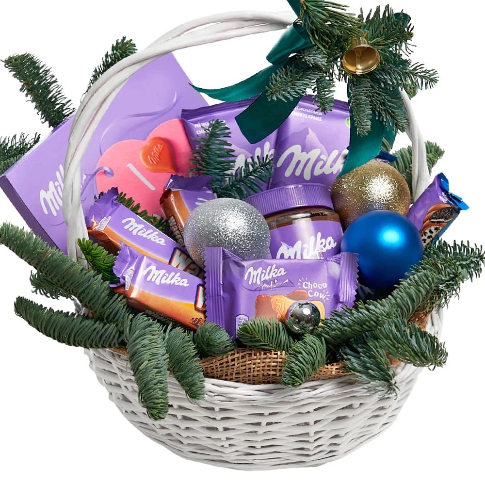 Milka շոկոլադե տոնական նվերների զամբյուղ