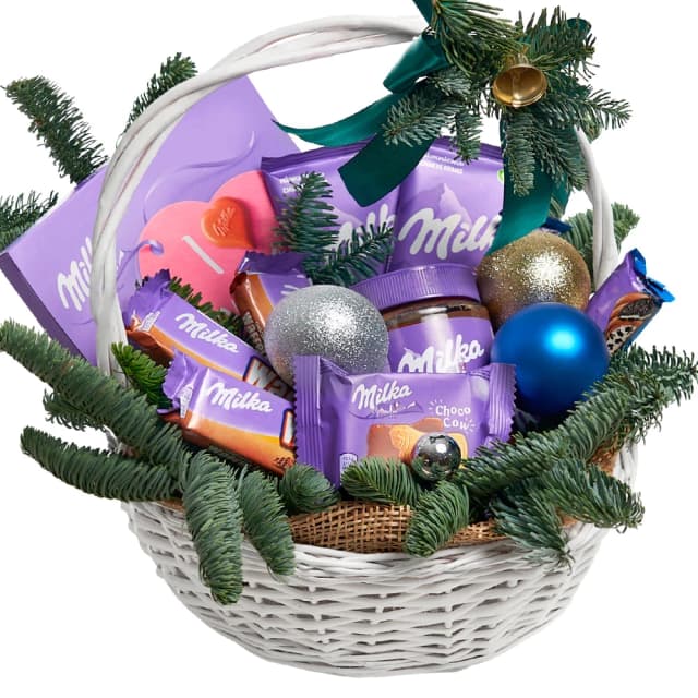 Milka շոկոլադե տոնական նվերների զամբյուղ
