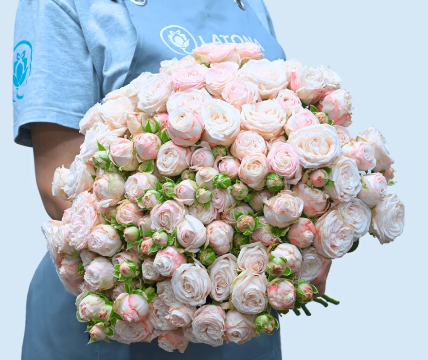 Букет с пионовидными кустовыми розами Bombastic Medium