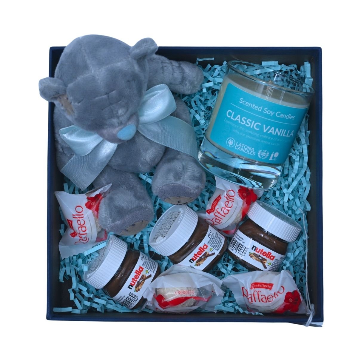 Box with teddy & candles