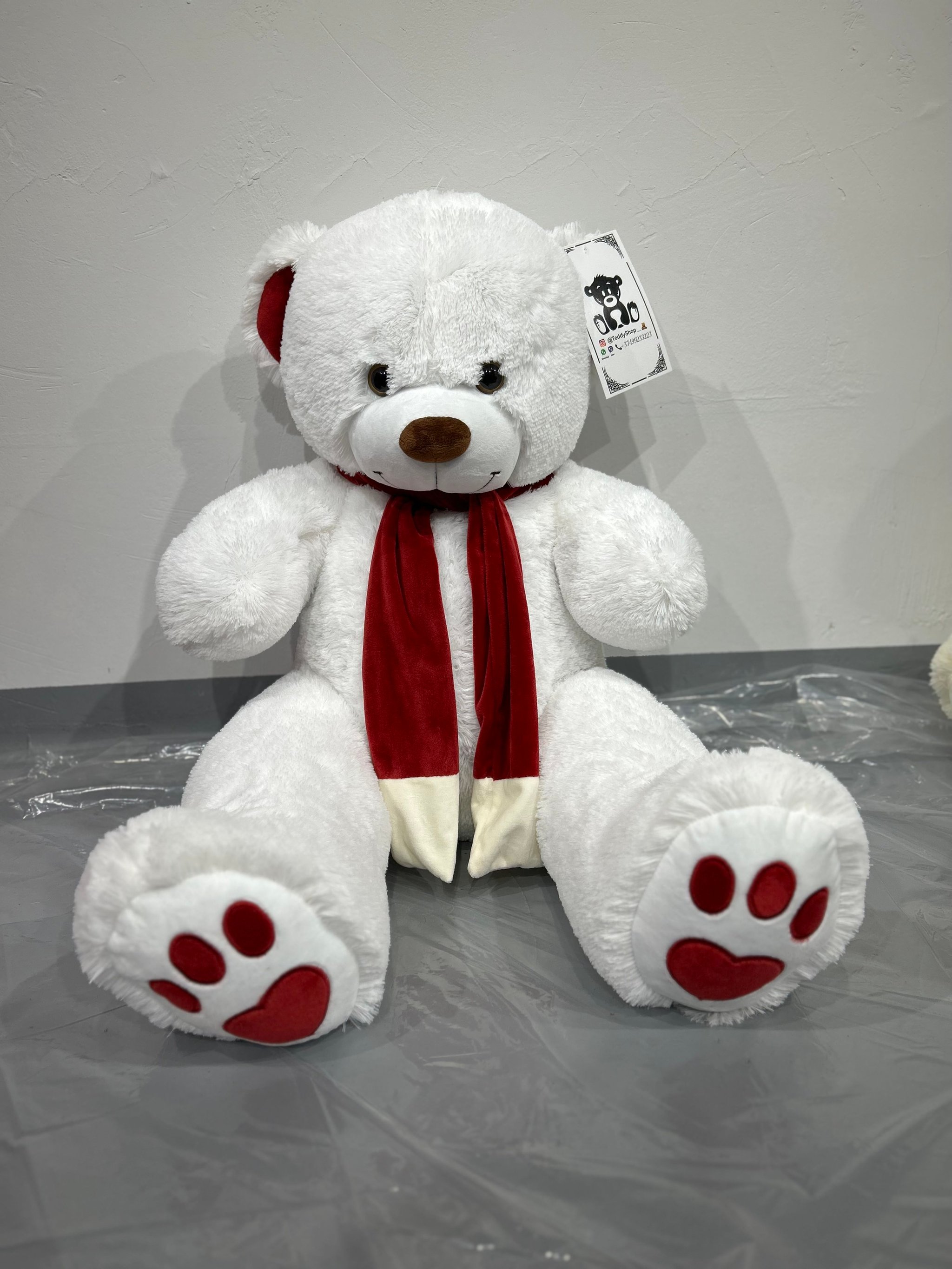 Փափուկ արջուկ «Kelvin»  սպիտակ, 90 սմ․