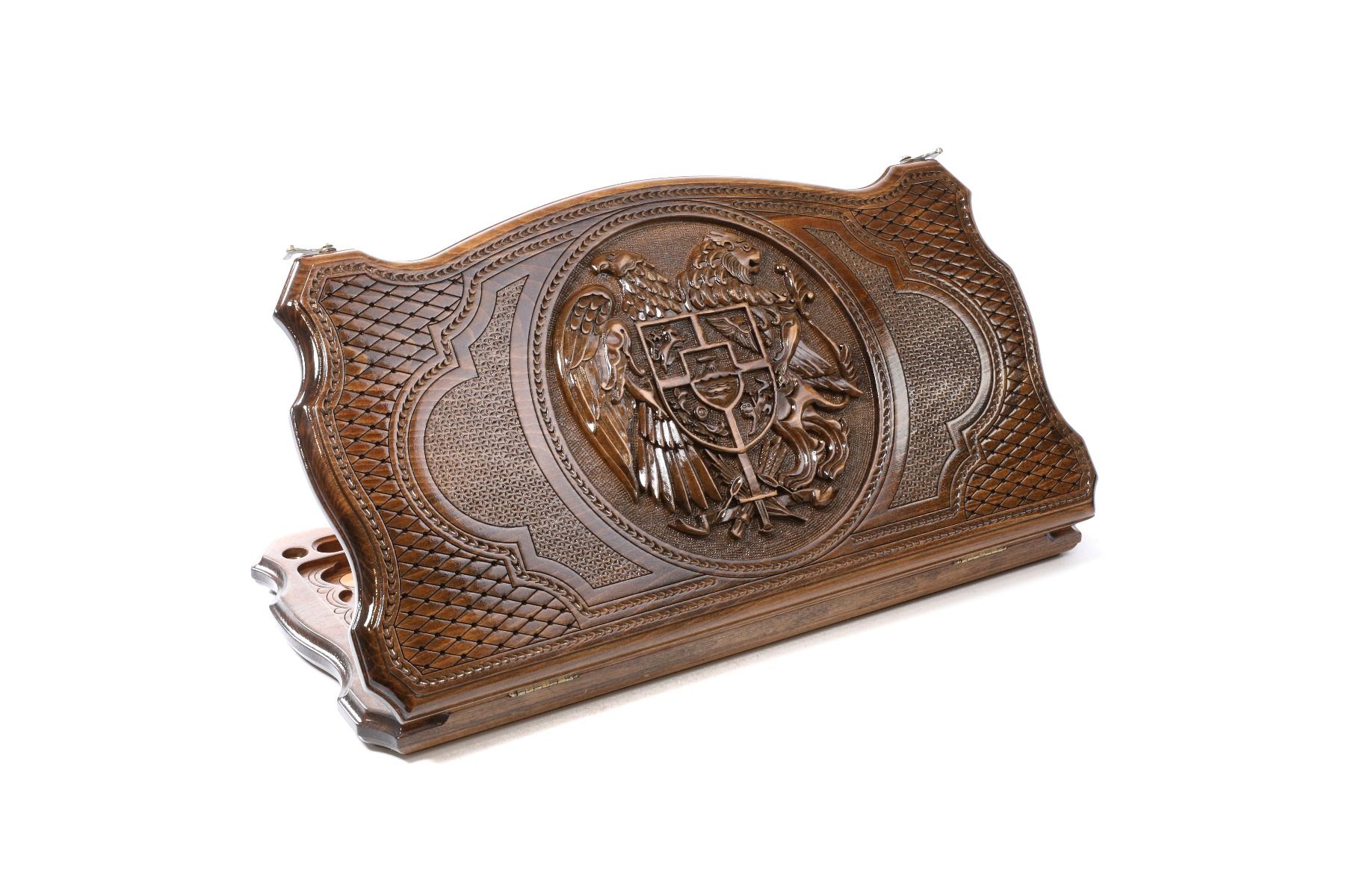 Double-sided backgammon “RA Coat of Arms” and “RF Coat of Arms” with an original design border