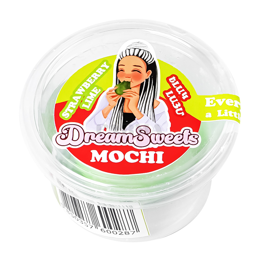 Mochi with lime and strawberry flavor
