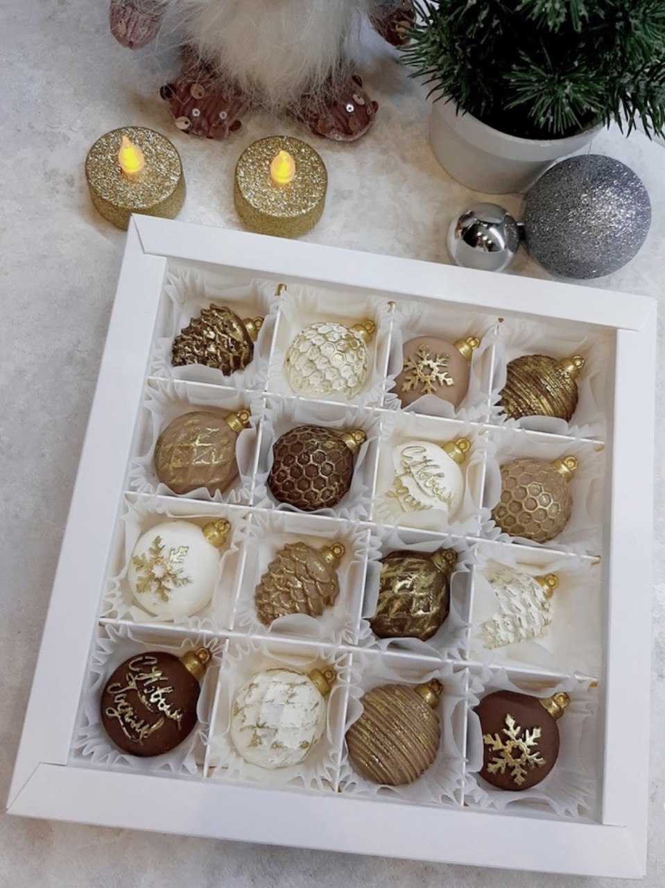 New Year chocolate candies – Christmas tree ornaments