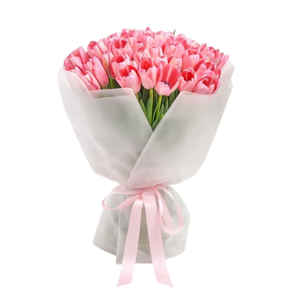 Bouquet with pink tulips