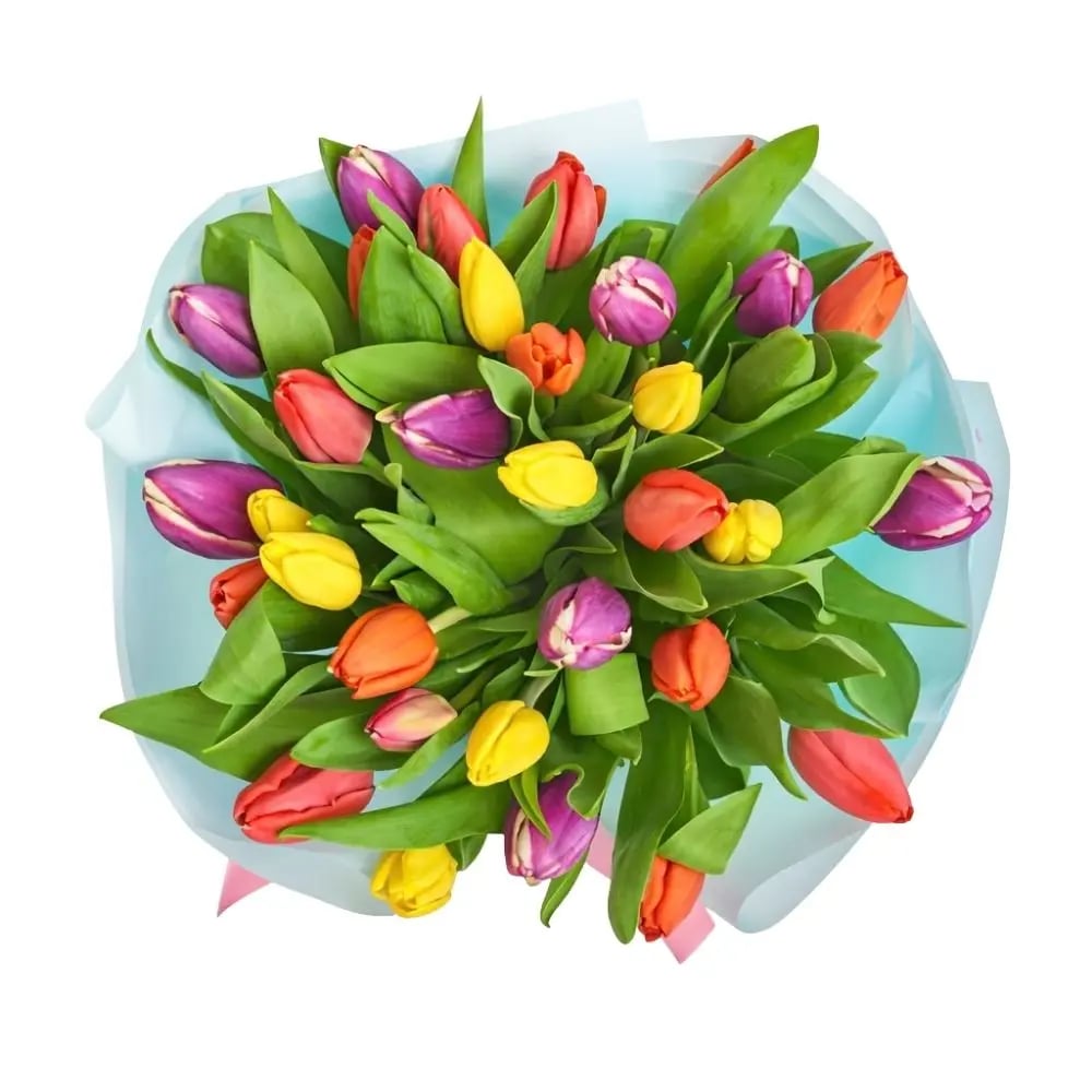 Bouquet with colorful tulips