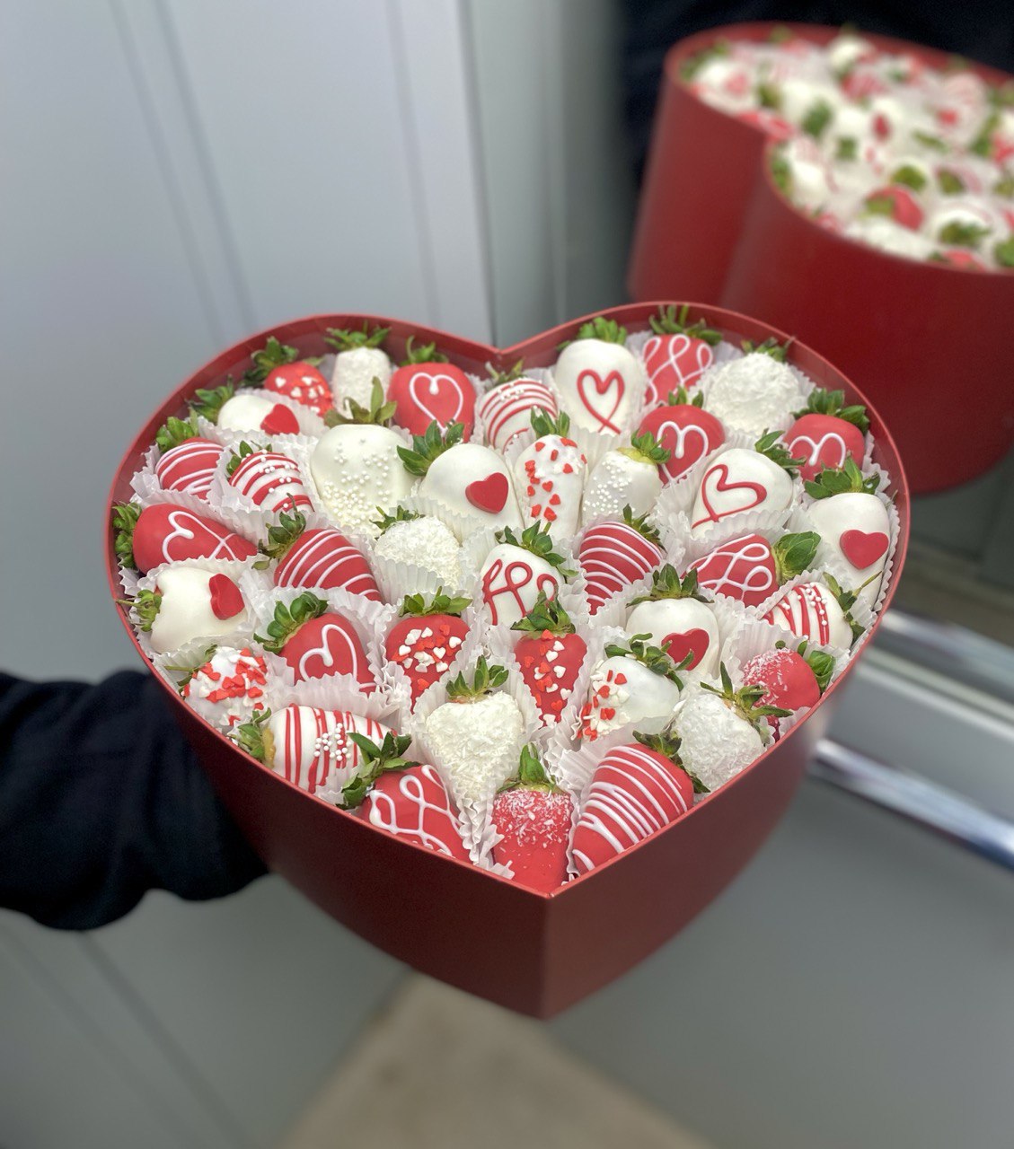 Heart-shaped box with strawberries