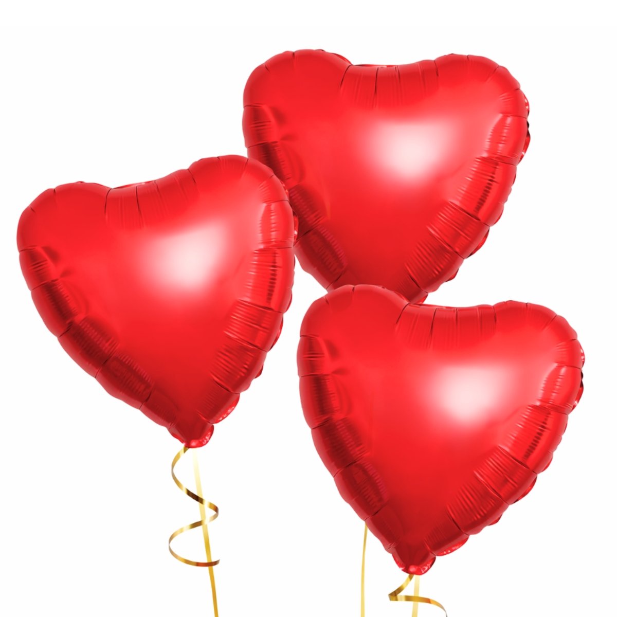 Красные гелиевые шары в форме сердца (3 шт.)