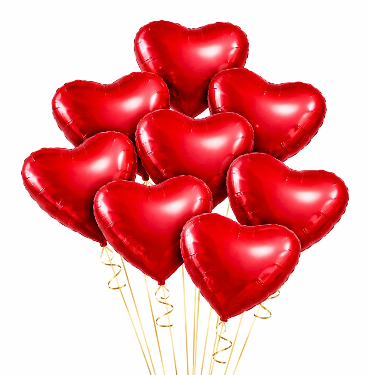 Красные сердцевидные шарики с гелием (8 шт.)