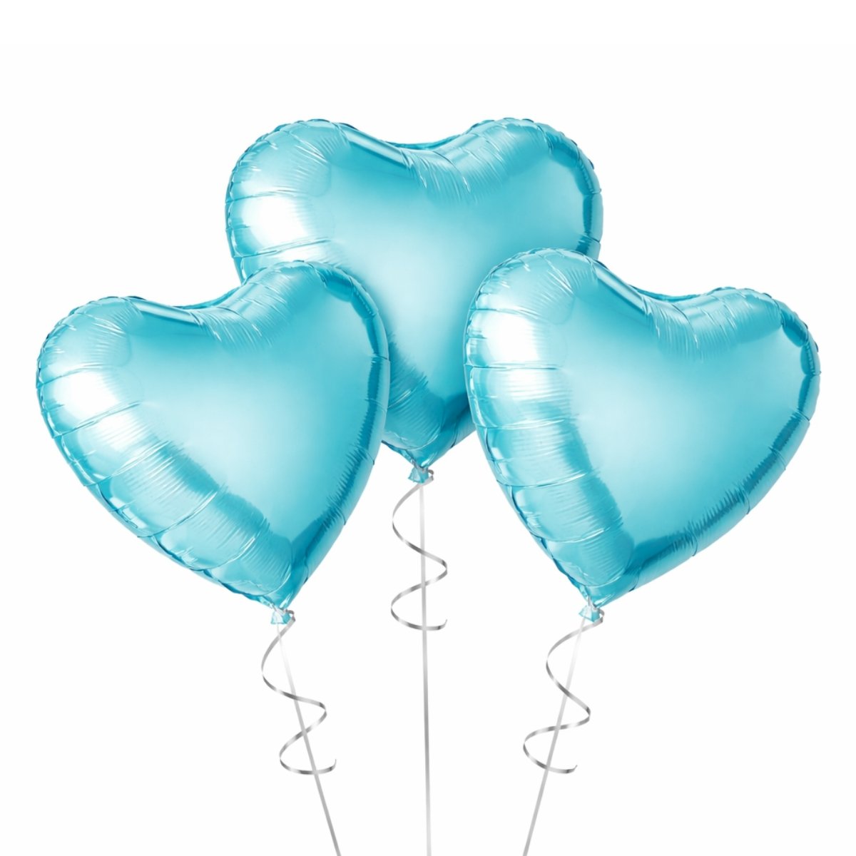 Синие, сердцевидные гелиевые шарики (3 шт.)