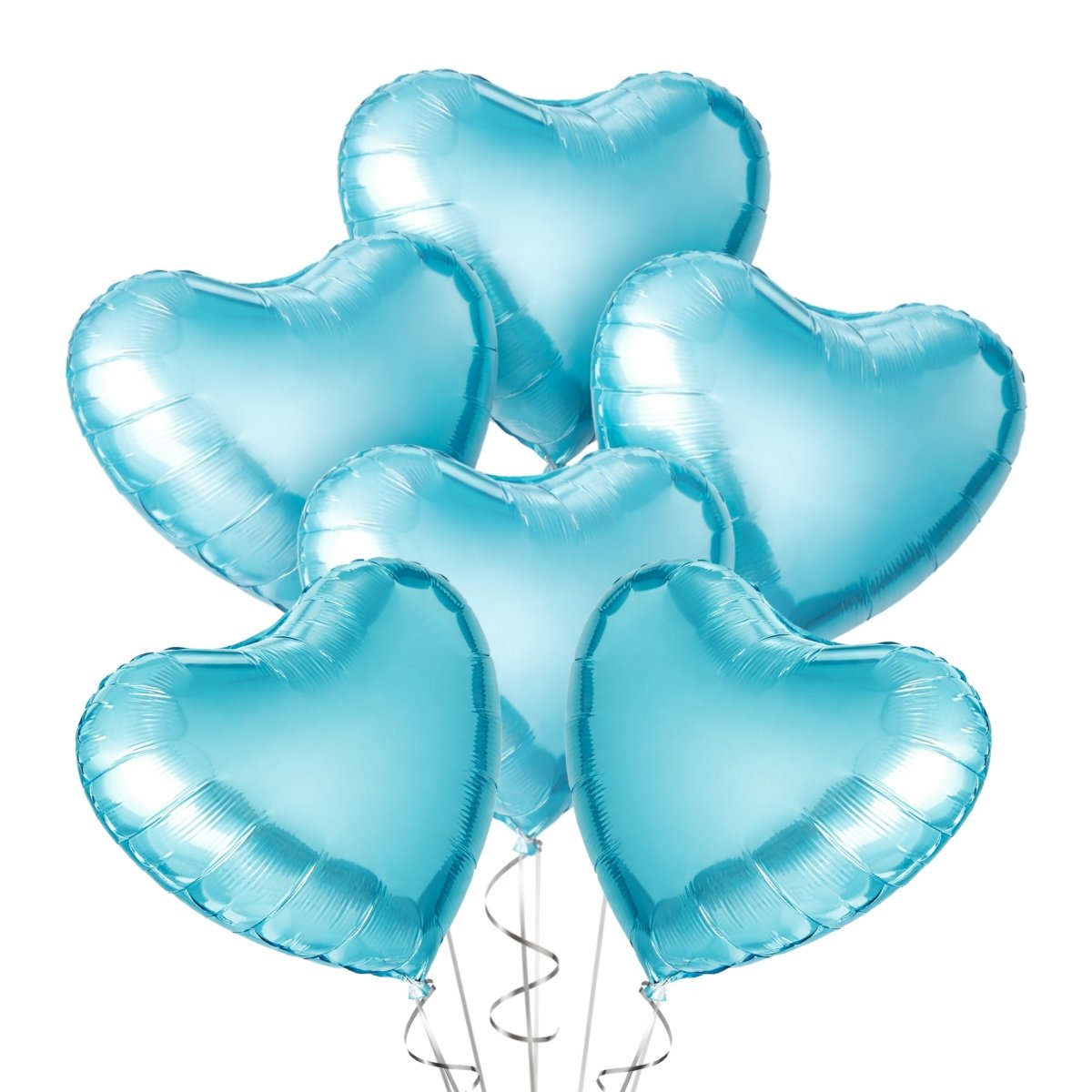 Синие воздушные шарики в форме сердца с гелием (6 шт.)