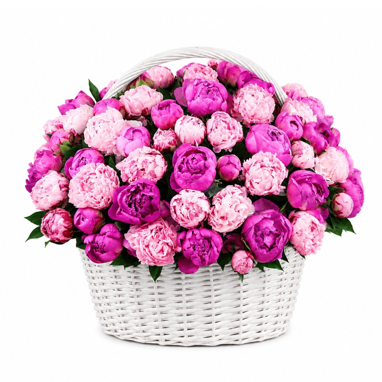 Large basket with pink peonies - Latona Flowers