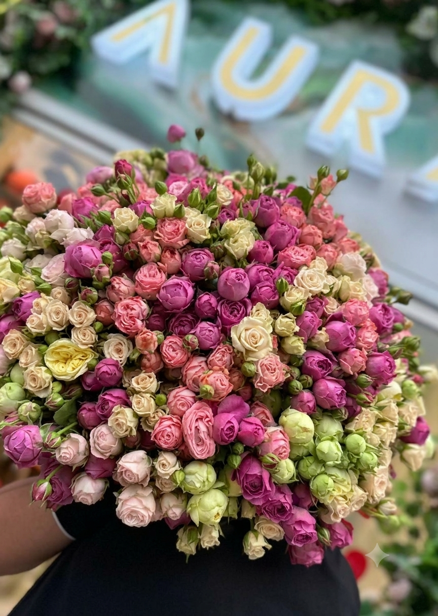 Փնջային վարդերով ծաղկեփունջ - Aura Flowers
