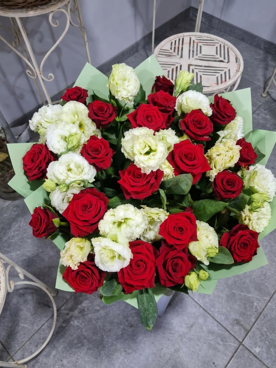 Bouquet with roses and lisianthus - Amela Rose