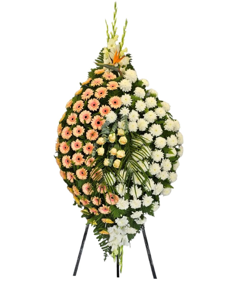 Funeral wreath with  peach flowers 53