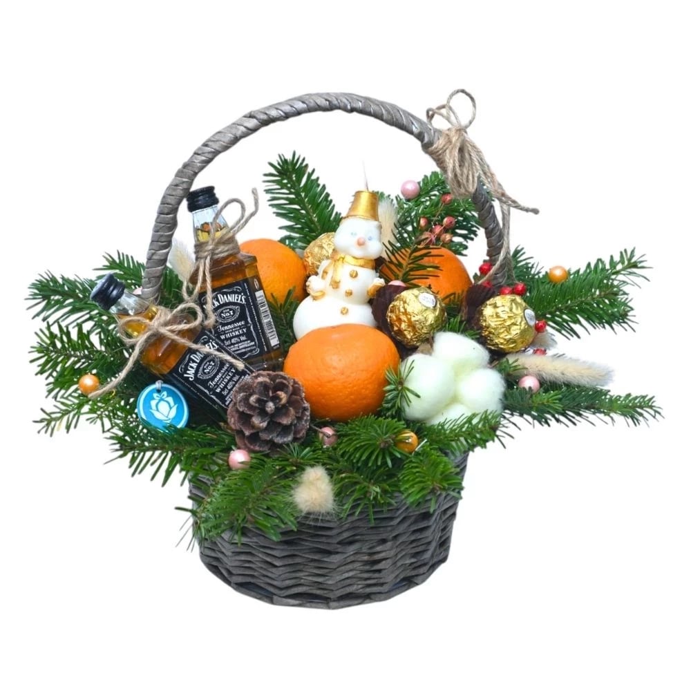 Festive Basket with Whiskey