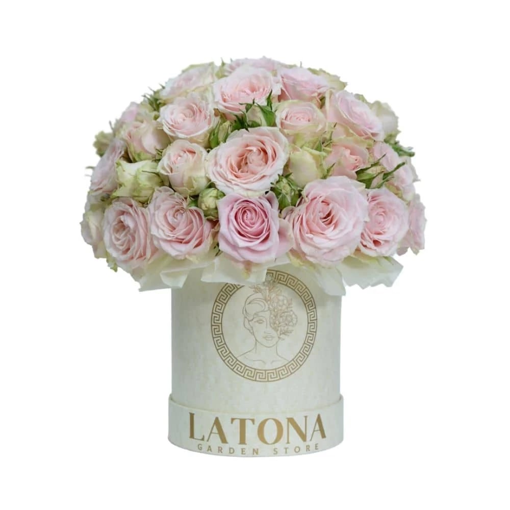 Flowers in a Box "Abigail" with beige Peony Roses