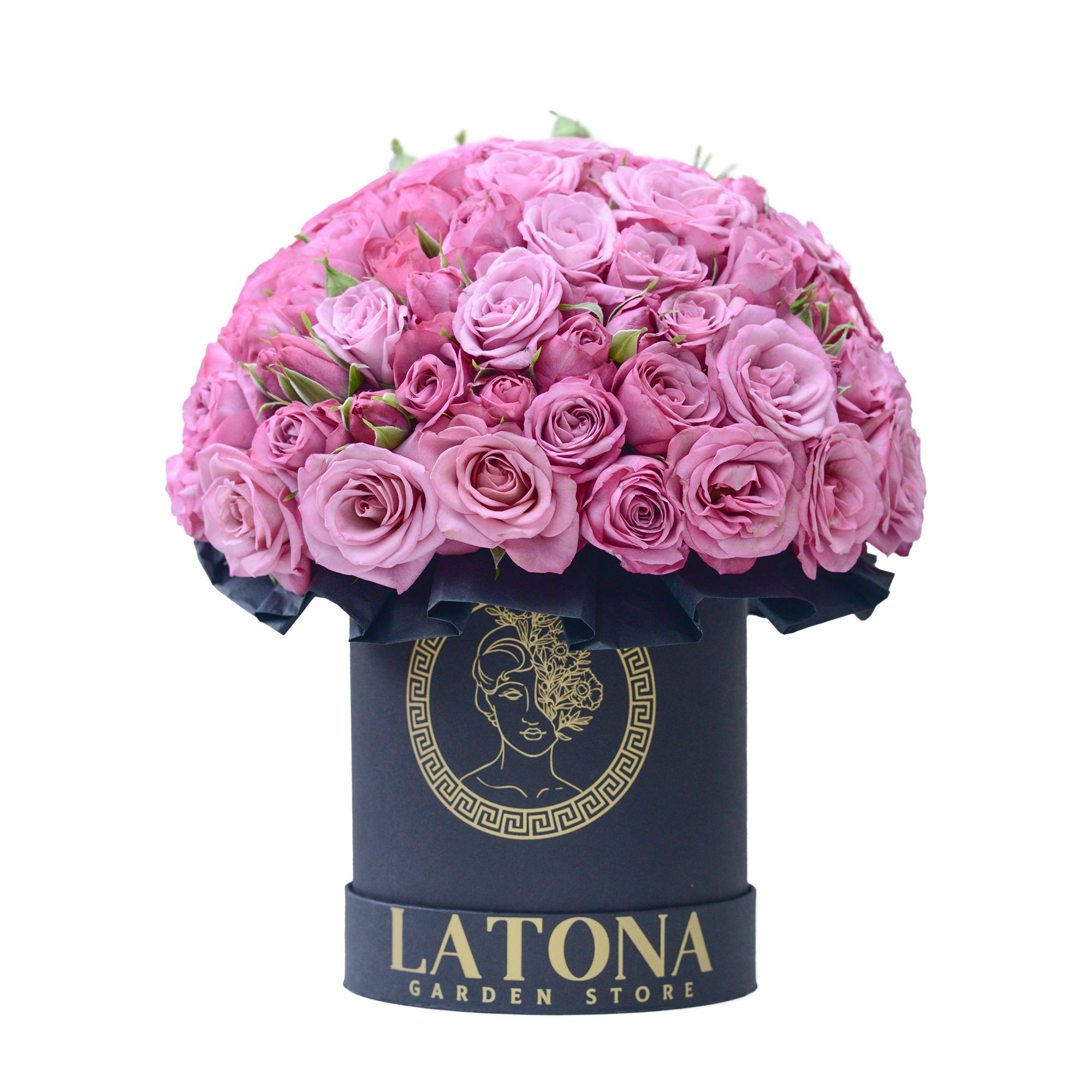 Flowers in a Box "Sedna" with pink Peony Roses
