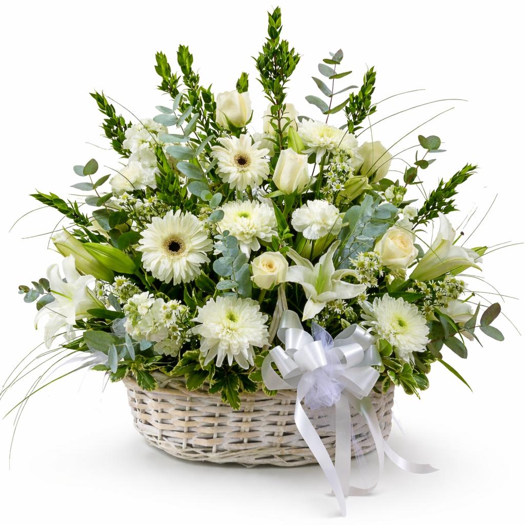 Basket with funeral flowers