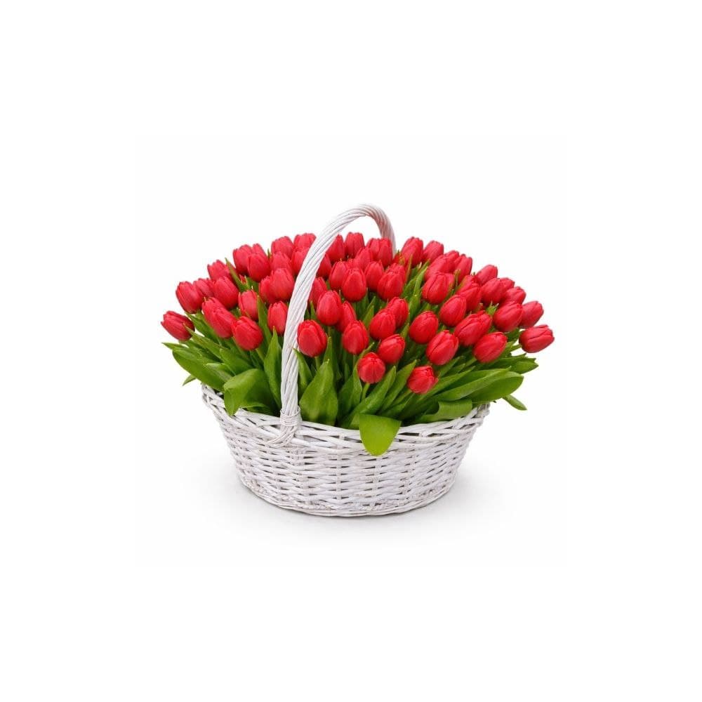 Large basket with red poppies