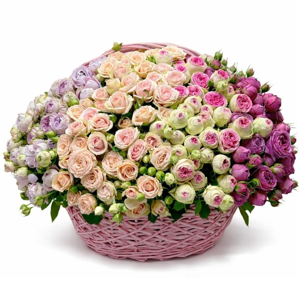 Basket with peonies.