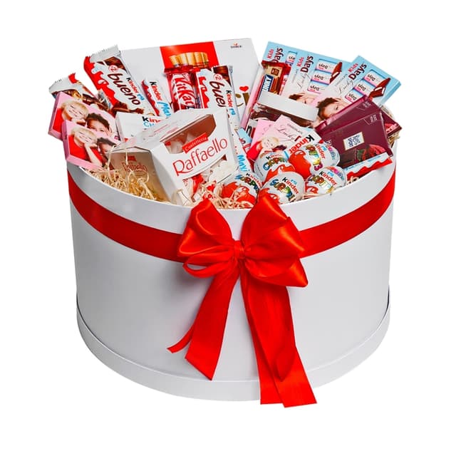 Շոկոլադե նվերների տուփ Kinder-ով և Raffaello-ով