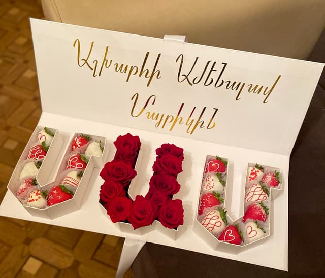 Mom’s box — with strawberries and roses