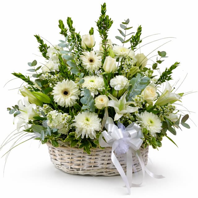 Basket with funeral flowers