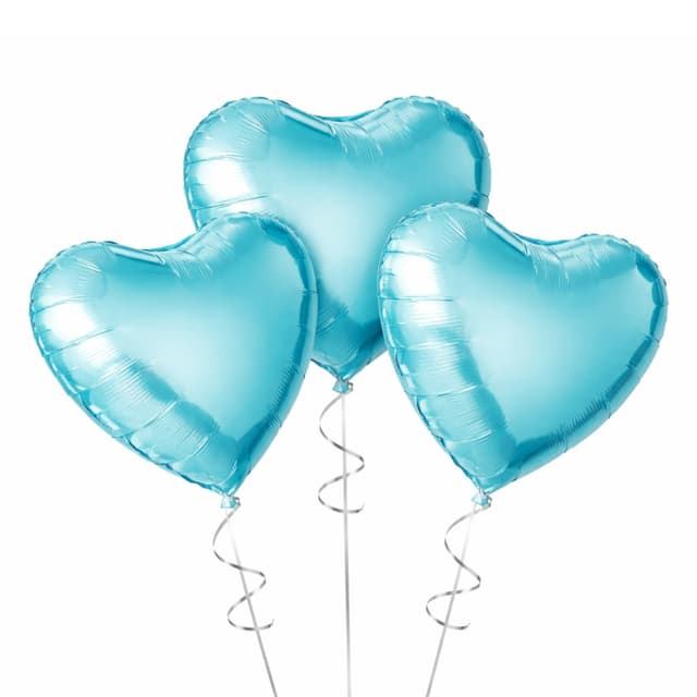 Blue, heart-shaped helium balloon (3 pcs)