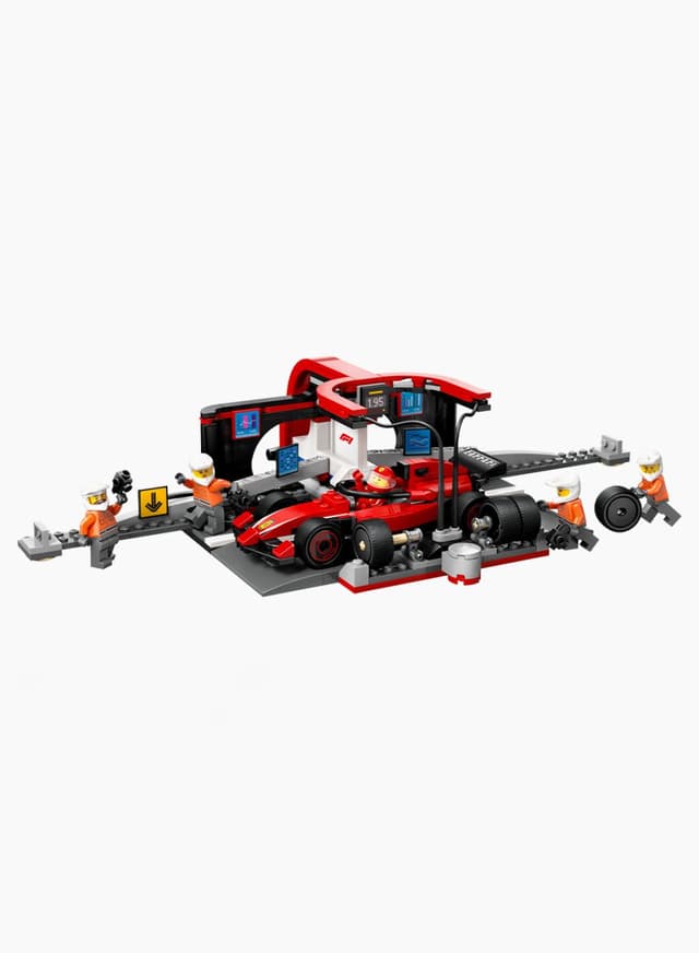 City Construction Set "F1® Pit Stop and Pit Crew with Ferrari Car"