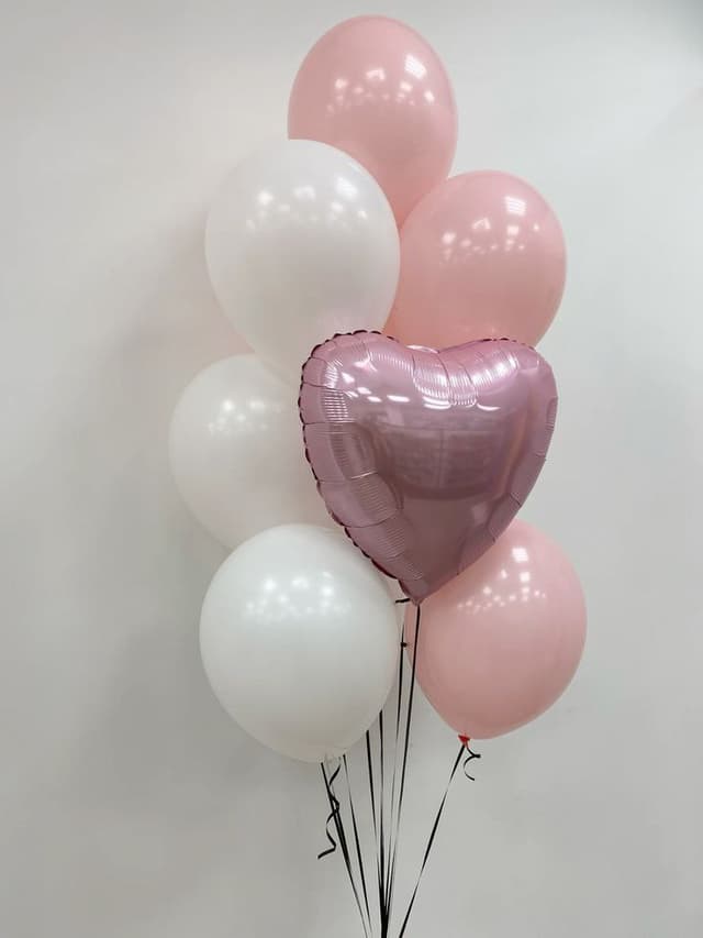Balloon with helium gas, white and pink, 7 pieces - Flor de Star