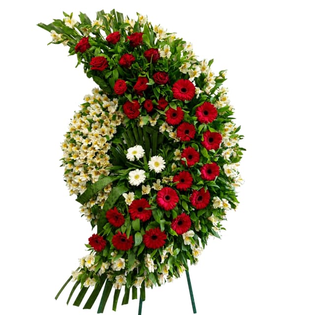 Полулунный венок с розами и герберами – Luna Flowers