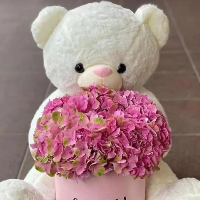 Floral arrangement in a box with bear 41 - VkusLil