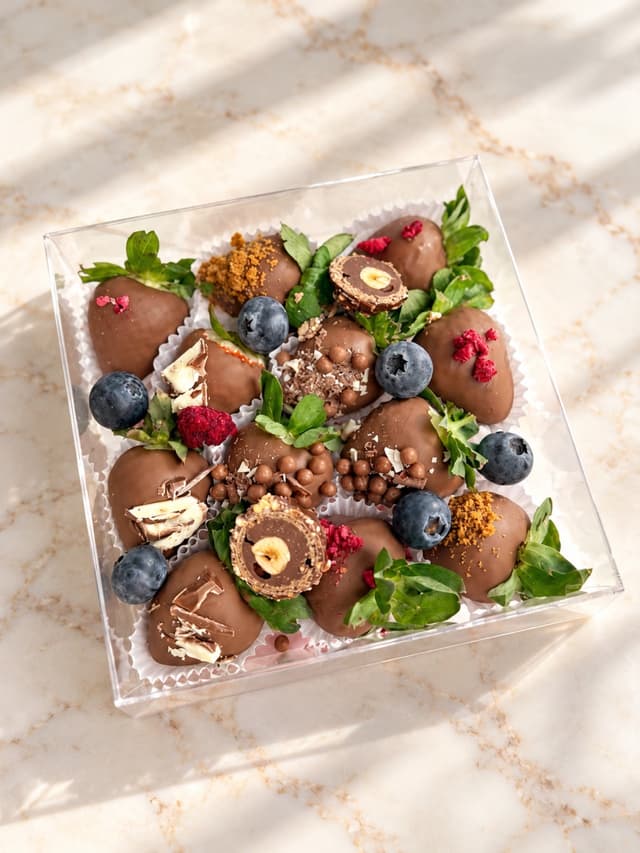 Chocolate-covered strawberries in a festive box 🍓🍫