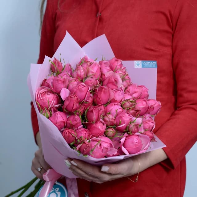 «Chanel» ծաղկեփունջ վարդագույն պիոն վարդերով