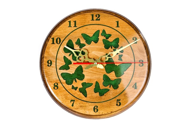 Պատի Ժամացույց՝ Թիթեռներ (կանաչ)