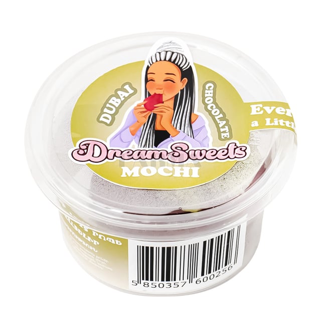 Mochi with fried kadaif and pistachio cream