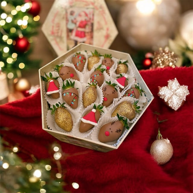 New Year’s box with strawberries