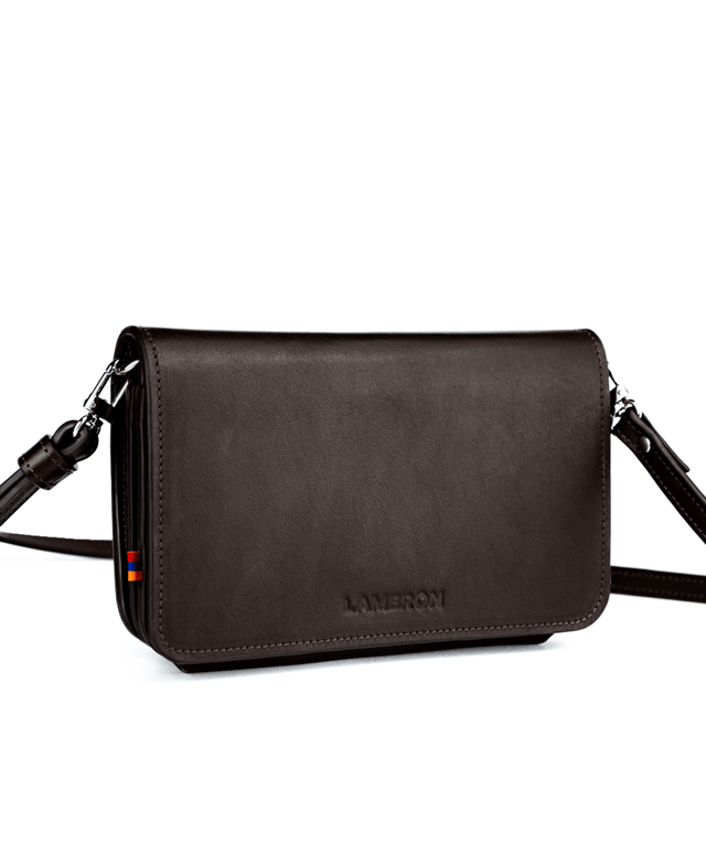 Կաշվե պայուսակ «Lambron» Tabacco classic clutch bag