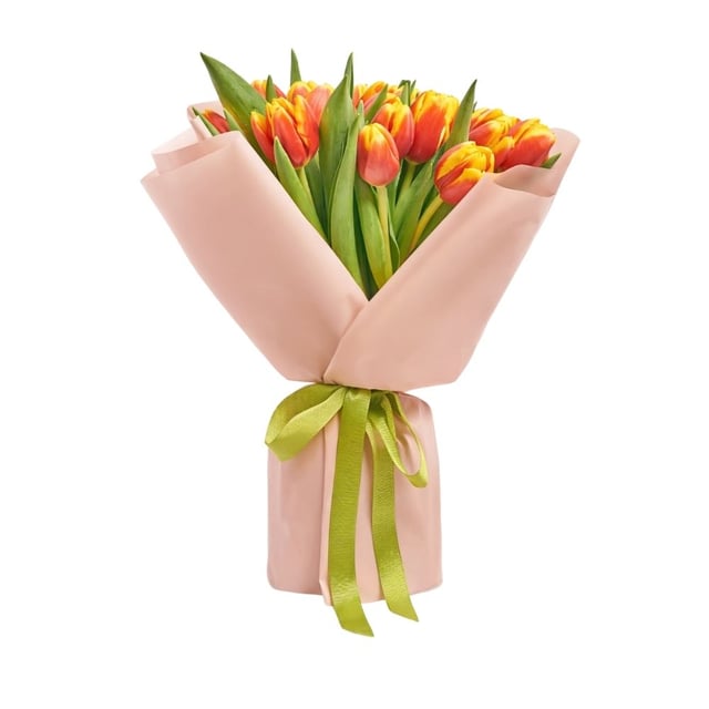 Bouquet with red and yellow tulips