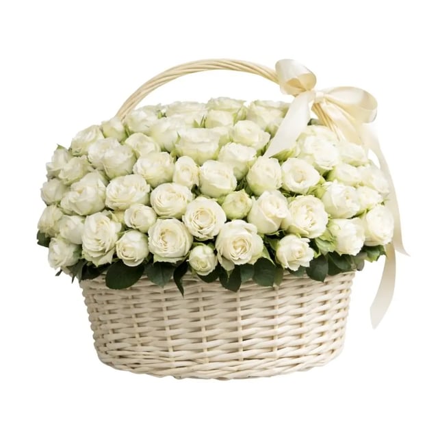 Basket "Charm of White Roses"