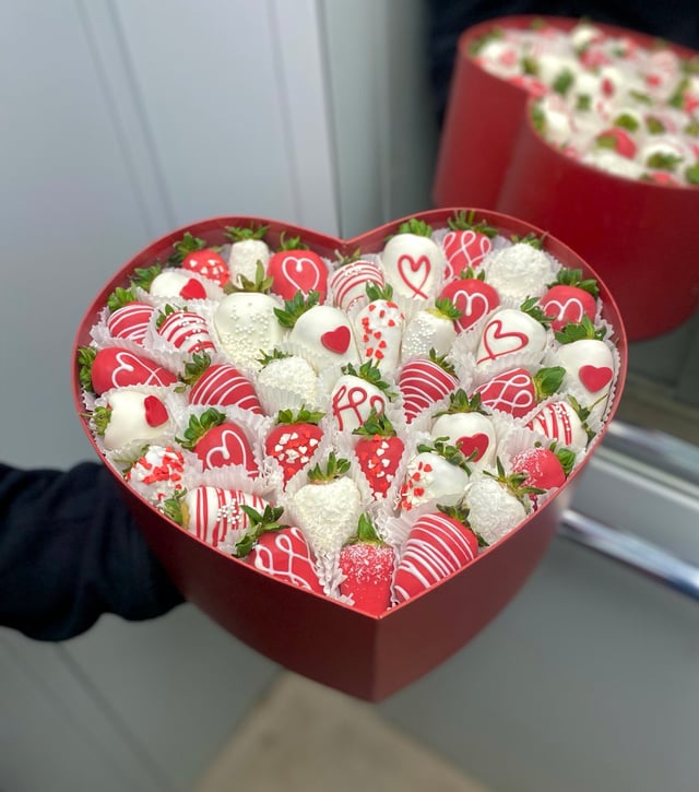 Heart-shaped box with strawberries