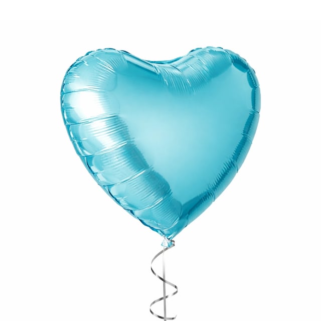 Синий, шар в форме сердца с гелием