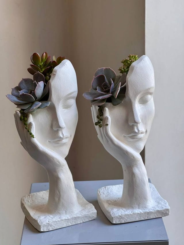 Woman face figurine - Plants Gallery