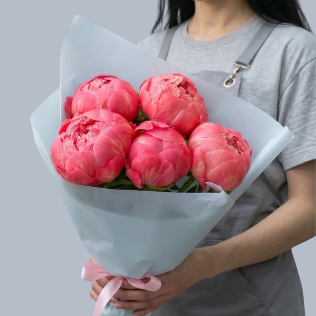Small bouquet with coral peonies - Latona Flowers