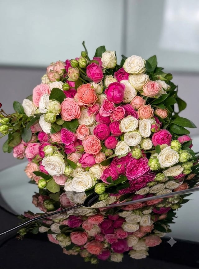 Ծաղկեփունջ փնջային վարդերով -   Aura Flowers